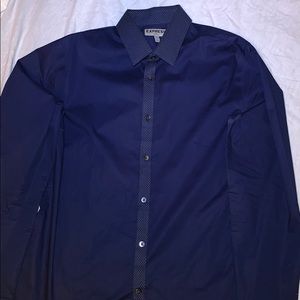 Never Worn L Express Fitted Navy Dress Shirt
